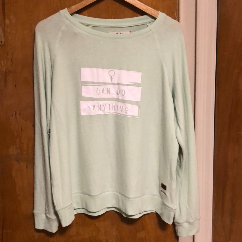 Peace, Love, World Mint Green Sweater